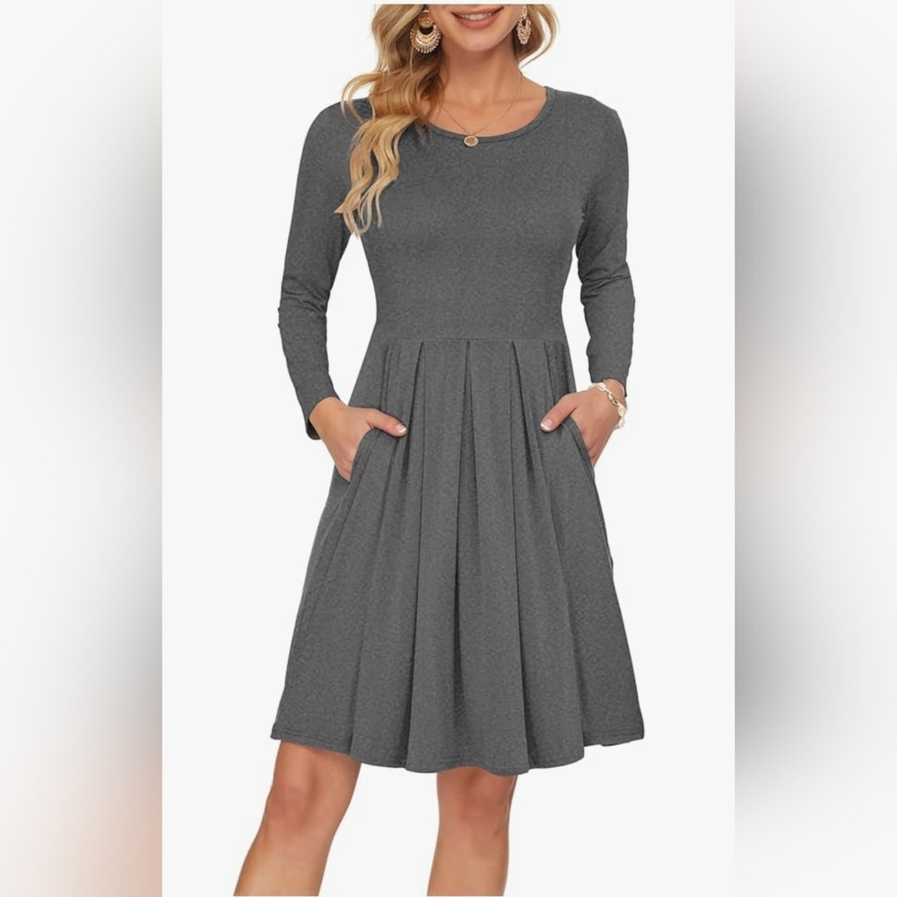 Auselily Long Sleeve Gray Dress Size L